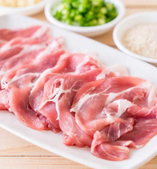 fresh pork sliced with ingredients